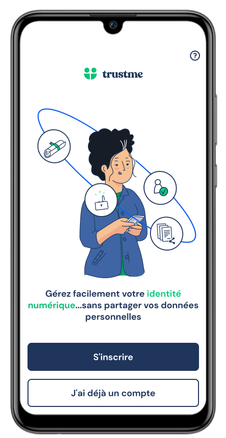 TrustMe app : écran de connexion